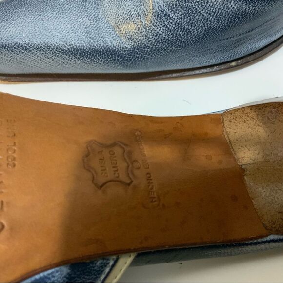 Serrano Mules sandals blue leather heels size 25 Mex us 8.5 - Picture 9 of 11